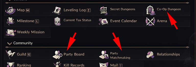 Menu accesso ai Dungeons - Throne and Liberty Menu accesso ai Dungeons - Throne and Liberty